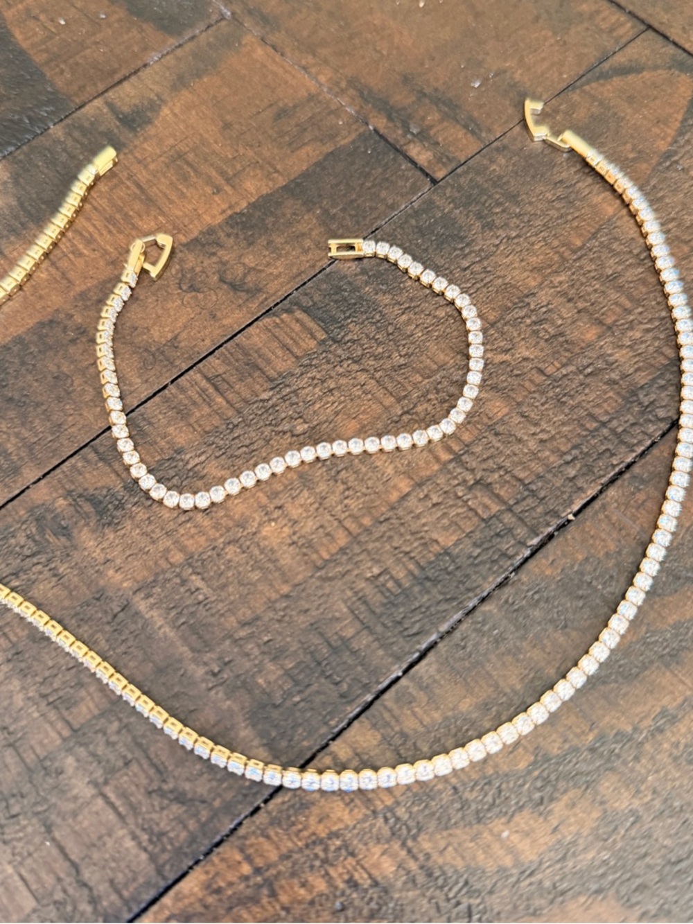 Gold-Tone Tennis Necklace and Bracelet Set with Clear Stones